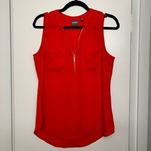 soho red zipper tank top pocket blouse